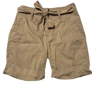 Köppen Womens Shorts 2 Beige Tie-Waist Cargo Roll Hem